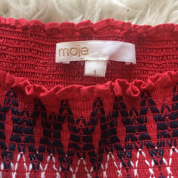 MAJE Lezky Off-the-shoulder Embroidered Top Sz 1 - Picture 7 of 7